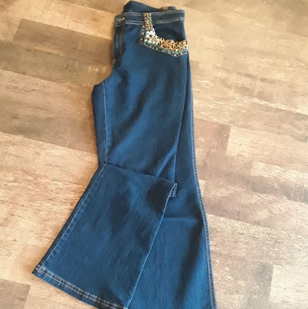 Azi women dark blue jeans stretch women size 14